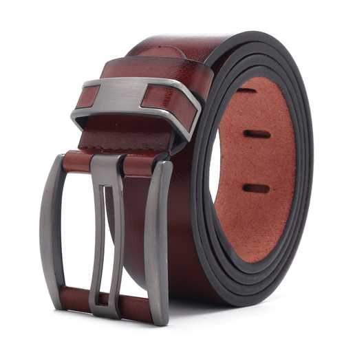 108CM Business Alloy Buckle Leather Belt Plain Waistband