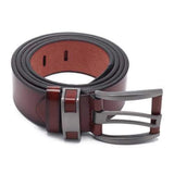 108CM Business Alloy Buckle Leather Belt Plain Waistband