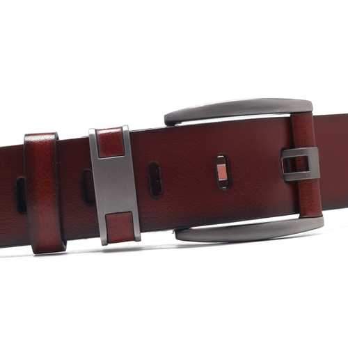 108CM Business Alloy Buckle Leather Belt Plain Waistband
