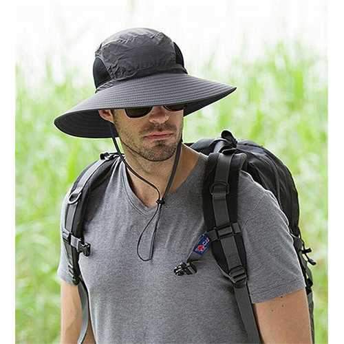 Men Plus Size Sunscreen Wide Brim UV Protection Fishing Hat