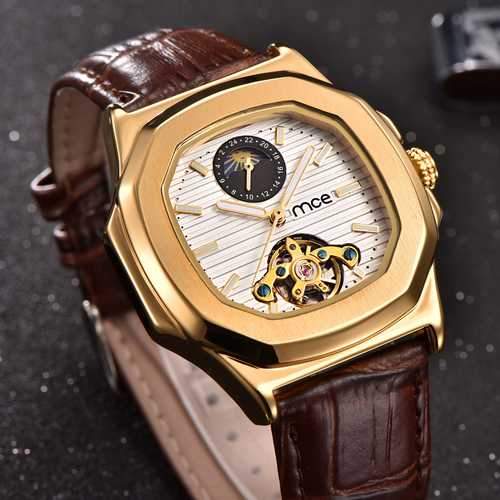Gold Case Men Watch Moon Phase Automatic Mechanical Watch