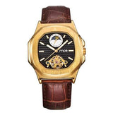 Gold Case Men Watch Moon Phase Automatic Mechanical Watch