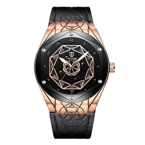 TEVISE T821 Leather Strap Automatic Mechanical Watches