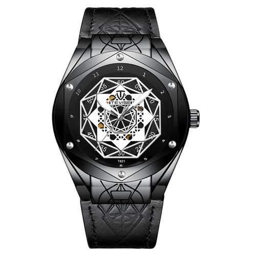 TEVISE T821 Leather Strap Automatic Mechanical Watches
