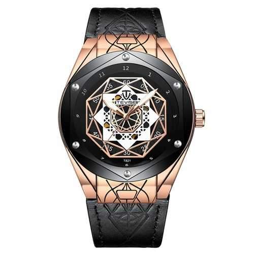 TEVISE T821 Leather Strap Automatic Mechanical Watches