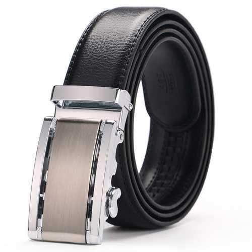 125CM Mens Automatic Buckle Business Two-Layer Leather Belt
