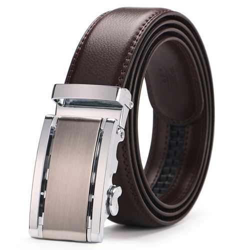 125CM Mens Automatic Buckle Business Two-Layer Leather Belt