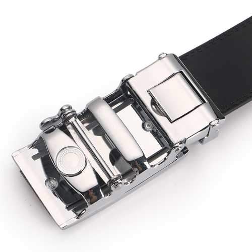 125CM Mens Automatic Buckle Business Two-Layer Leather Belt
