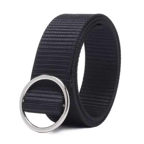 Men Casual Round Buckle Canvas Waist Belt