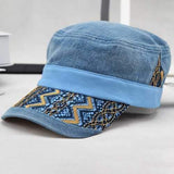 Men Women Washed Denim Military Army Cap