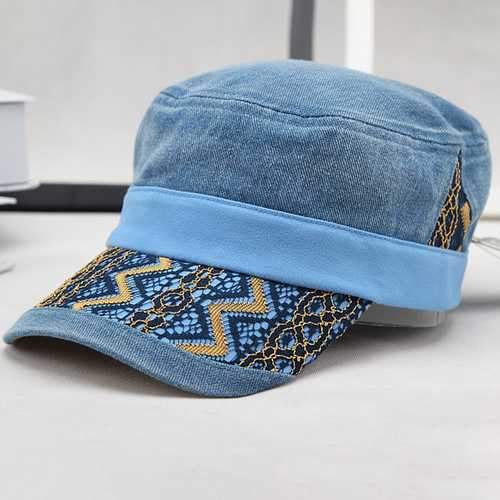 Men Women Washed Denim Military Army Cap