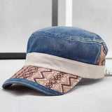 Men Women Washed Denim Military Army Cap