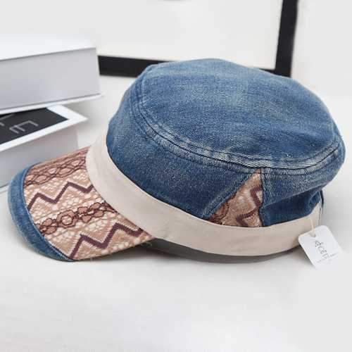 Men Women Washed Denim Military Army Cap