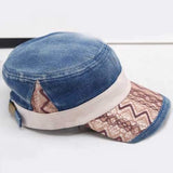 Men Women Washed Denim Military Army Cap