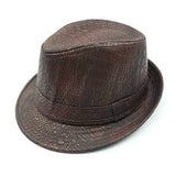 Mens PU Leather Crocodile Pattern Jazz Hat Fedora Hats