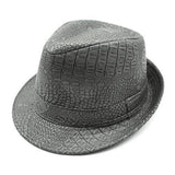 Mens PU Leather Crocodile Pattern Jazz Hat Fedora Hats