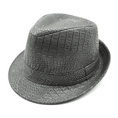 Mens PU Leather Crocodile Pattern Jazz Hat Fedora Hats