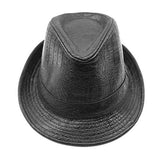 Mens PU Leather Crocodile Pattern Jazz Hat Fedora Hats