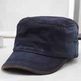 Men New Washed Cotton Flat Top Hats Adjustbale Military Cap