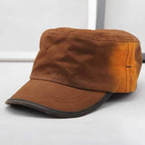 Men New Washed Cotton Flat Top Hats Adjustbale Military Cap