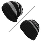 Winter Stripe Coral Fleece Double Layers Beanie Caps