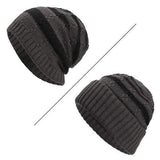 Winter Stripe Coral Fleece Double Layers Beanie Caps