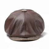 Men Middle-aged Artificial Leather Painter Beret Caps