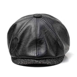 Men Middle-aged Artificial Leather Painter Beret Caps