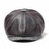 Men Middle-aged Artificial Leather Painter Beret Caps