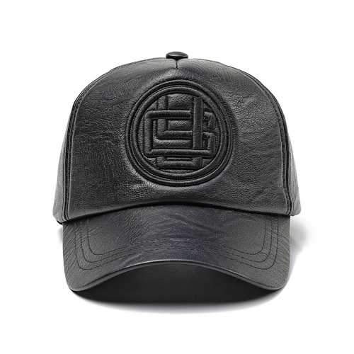 Men Women Earmuffs Artificial Leather Badge Baseball Cap