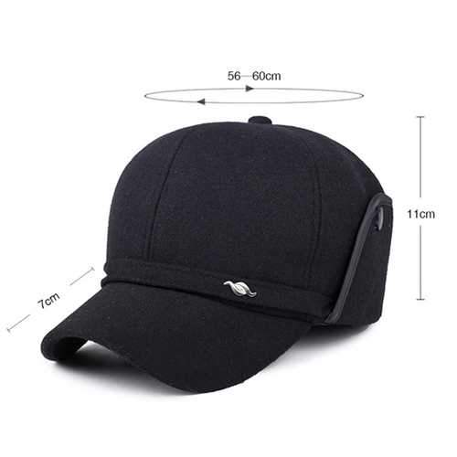 Mens Middle-Aged Cotton Blending Earmuffs Baseball Caps