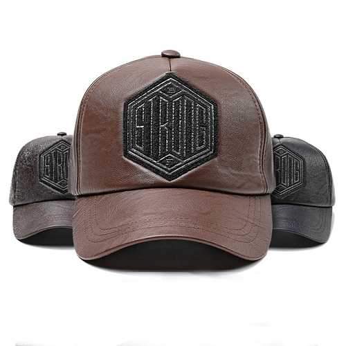 Men Women Winter PU Leather Baseball Cap Dad Hat