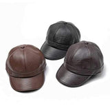 Men Women Winter Artificia Leather Letter Badge Baseball Cap