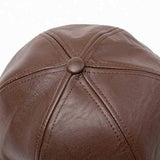 Men Women Winter Artificia Leather Letter Badge Baseball Cap