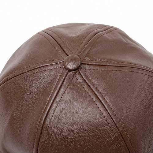 Men Women Winter Artificia Leather Letter Badge Baseball Cap