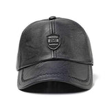 Winter Artificial Leather Cotton Lining Letter Badge Dad Hat