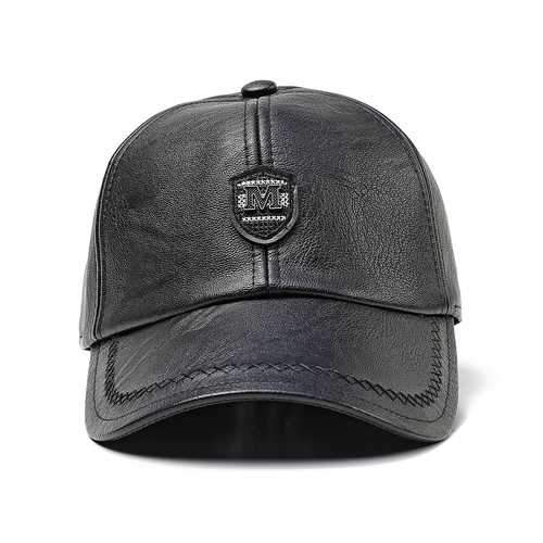 Winter Artificial Leather Cotton Lining Letter Badge Dad Hat