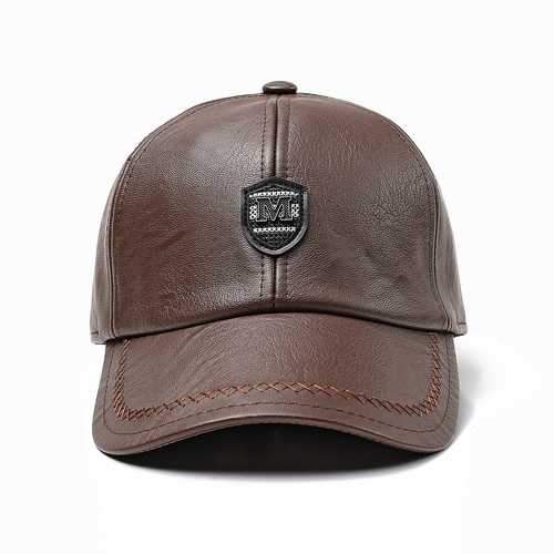 Winter Artificial Leather Cotton Lining Letter Badge Dad Hat