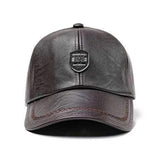 Winter Artificial Leather Cotton Lining Letter Badge Dad Hat