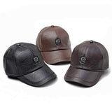 Winter Artificial Leather Cotton Lining Letter Badge Dad Hat