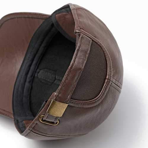 Winter Artificial Leather Cotton Lining Letter Badge Dad Hat