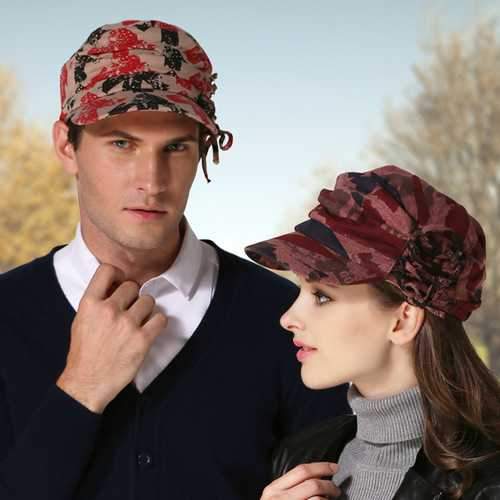 Womens Winter Cotton Printting Painter Beret Caps