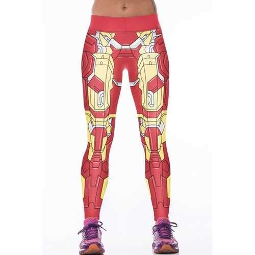 Sports Style Elastic Waist Printed Slimming Women's Leggings - Red One Size(fit Size Xs To M)