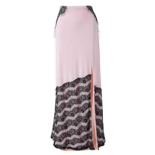 Fashionable Black Lace Splicing Split Skirt For Women - Off-white 2xl