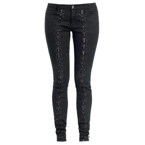 Trendy Lace-Up Black Bodycon Pencil Jeans For Women - Black 28