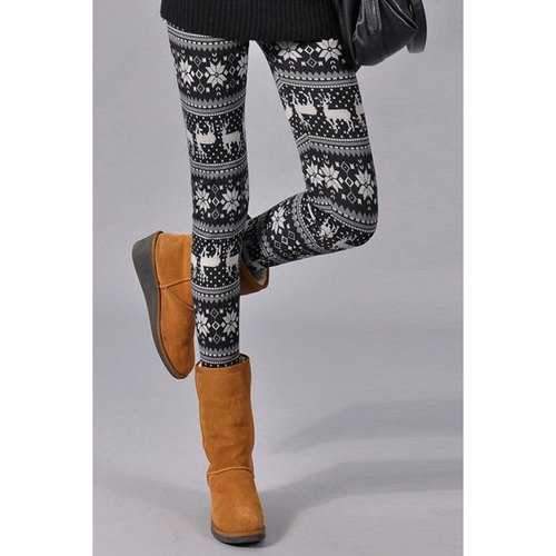 Chic Various Printed Bodycon Pencil Leggings For Women - Black One Size(fit Size Xs To M)