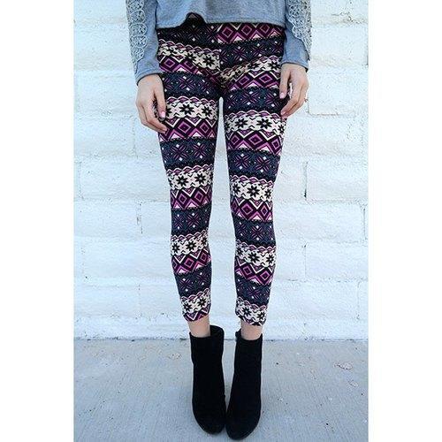 Chic Geometrical Print Color Block Skinny Leggings For Women - One Size(fit Size Xs To M)