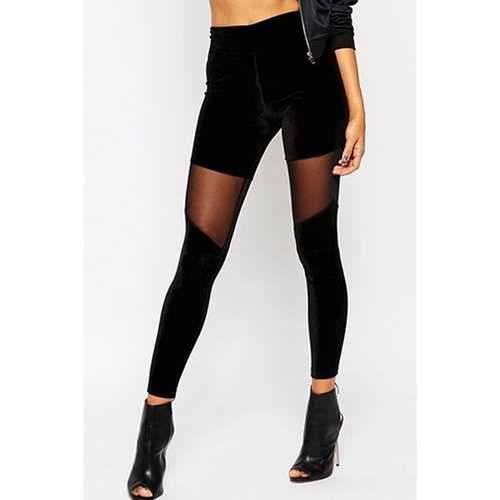 Sexy Black See-Through Leggings For Women - Black M
