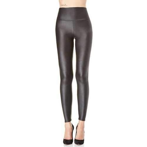 Stylish High Waist Black PU Leather Women's Legging - Black Xs
