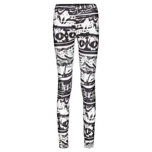 Casual Abstract Printed Bodycon Leggings For Women - White And Black S